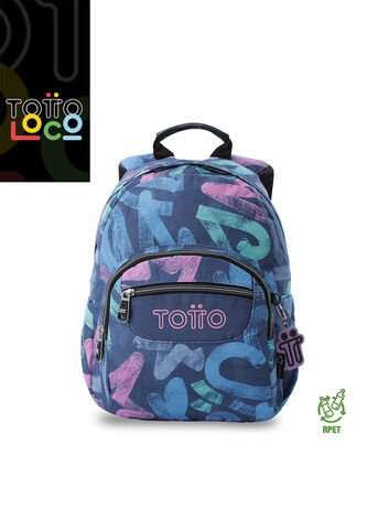 Morral Juvenil Tempera Pequeño Azul Con Corazones Totto