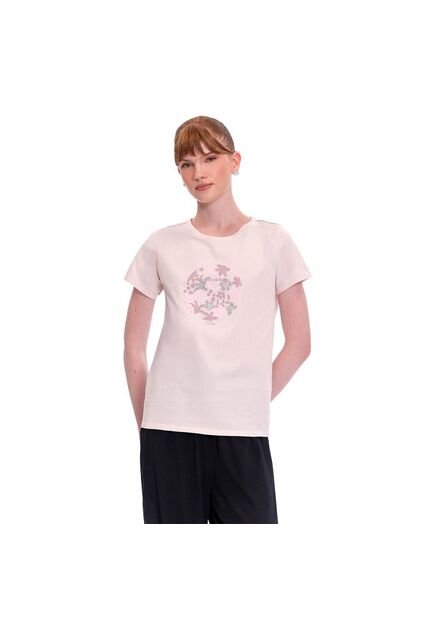 Camiseta Estampada Para Mujer Dusti Manga Corta Rosada