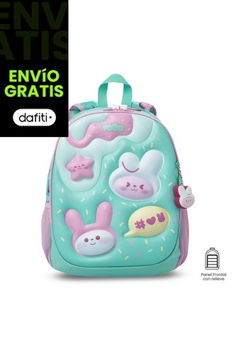 Morral Para Niña Bunny Pump Mediano Verde Con Conejos Totto
