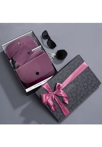 Kit De Regalo Corneana Bolso + Cosmetiquera + Monedero Rosado Rose Totto