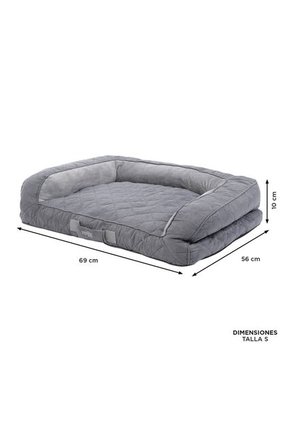 Cama Para Perros Acolchada Alina Gris Con Colchón Extraíble