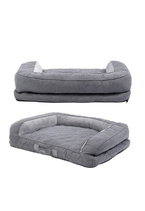Cama Para Perros Acolchada Alina Gris Con Colchón Extraíble