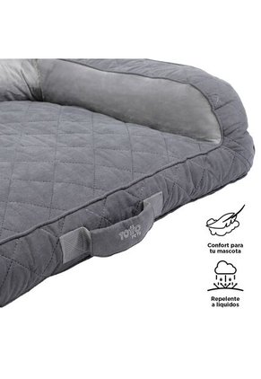 Cama Para Perros Acolchada Alina Gris Con Colchón Extraíble