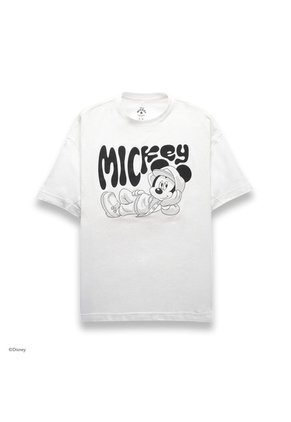 Camiseta Oversize Blanca Mickey Mouse In Real Life Feel