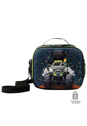 Lonchera Térmica Para Niño Monster Race Grande Negra Totto