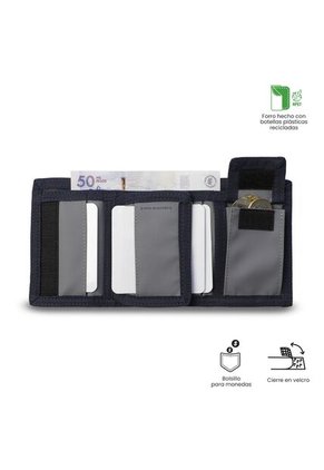 Billetera Hombre Contrast Pequeña Con RFID Blocker Azul