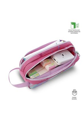 Cartuchera Escolar Grande Para Niña 2 Cuerpos Magic Spark Rosada