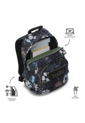 Morral Juvenil Porta PC 13" Gommas Estampado De Fútbol