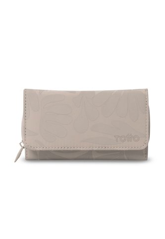 Billetera Mujer Texture Grande Con RFID Blocker Beige Totto
