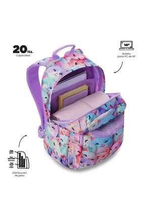 Morral Juvenil Porta PC 14" Acuarela De Gatos