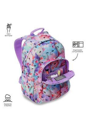 Morral Juvenil Porta PC 14" Acuarela De Gatos