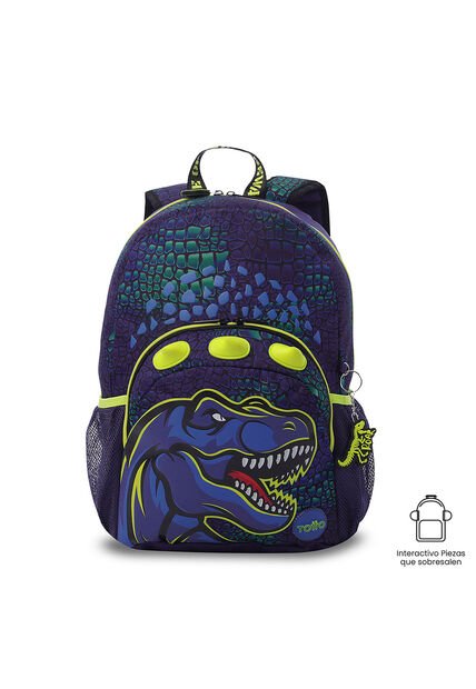 Morral Para Niño Dino Rock Mediano Azul - Edición Especial