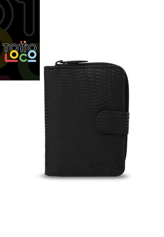 Billetera Para Mujer Texture Twi Con RFID Blocker Negra Totto