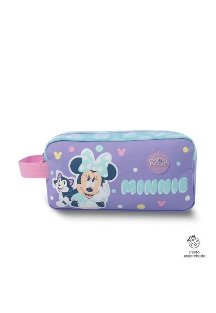 Cartuchera Escolar Grande Para Niña 2 Cuerpos Minnie Morada