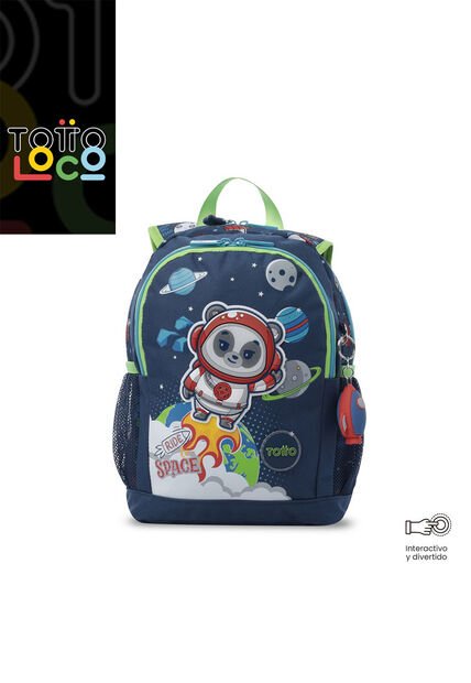 Morral + Libro Para Colorear Panda Space Para Niño Pequeño Azul