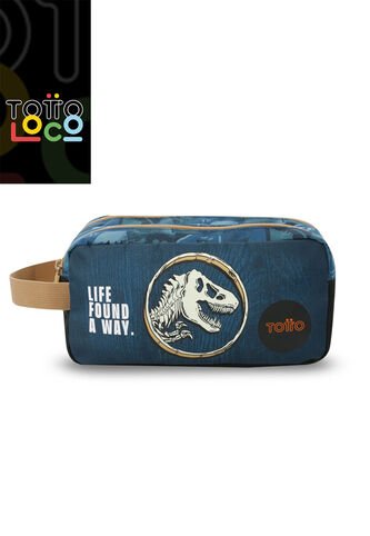 Cartuchera Escolar Grande Para Niño 2 Cuerpos Jurassic World Territory Azul Totto