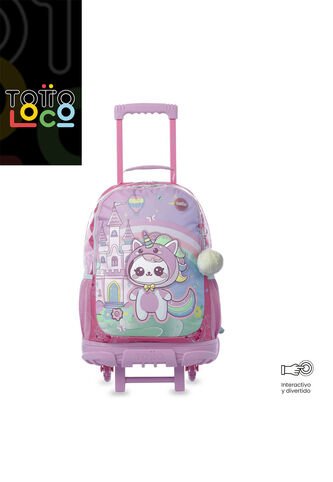 Maleta Para Niña Con Ruedas Magic Spark Grande Rosado Totto