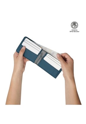 Billetera Dual Grande Con RFID Blocker Azul