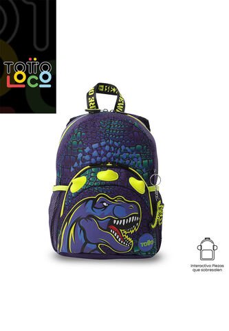 Morral Para Niño Dino Rock Pequeño Azul Totto