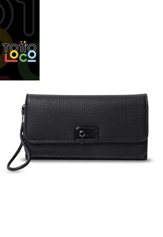 Billetera Para Mujer Smooth Sub Con RFID Blocker Negra Totto