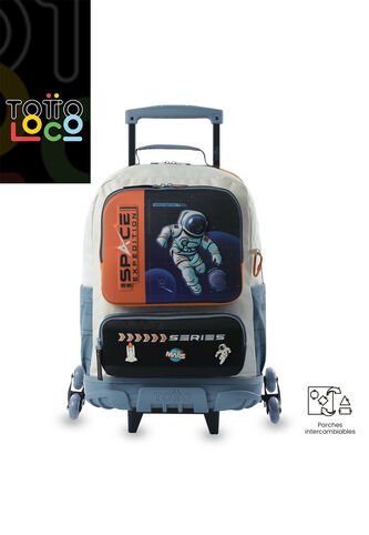 Maleta Para Niño Con Ruedas Morral 3 Ruedas Gemini Grande Naranja Totto