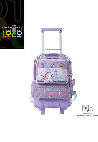 Maleta Para Niña Con Ruedas Andy Cat Mediano Morado Totto