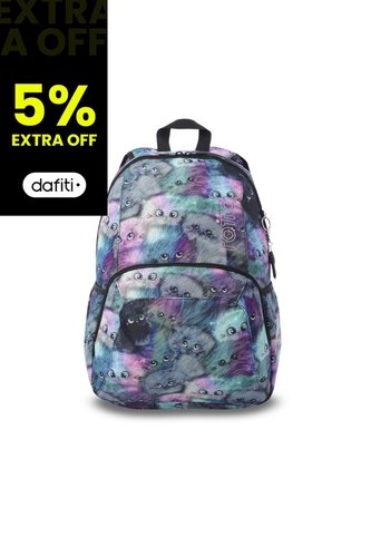 Morral Universitario Ometto 2.0 Print Gris Con Gatos Totto