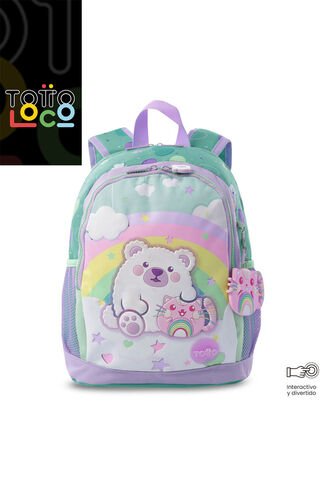 Morral + Libro Para Colorear Little Magic Arcoíris Niña Mediano Totto