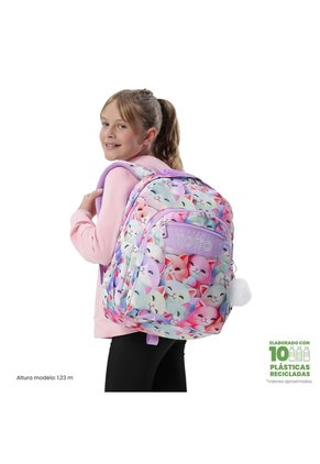 Morral Juvenil Porta PC 14" Acuareles Blanco De Gatos