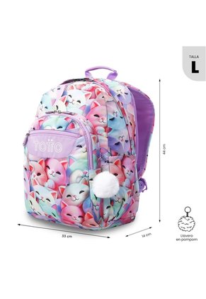 Morral Juvenil Porta PC 14" Acuareles Blanco De Gatos