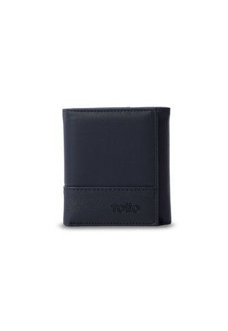 Billetera Hombre Saffiano Grande Con RFID Blocker Azul Totto