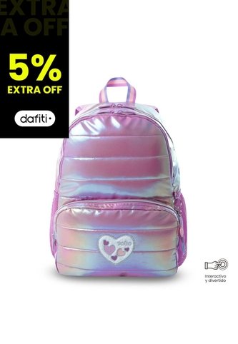 Morral Para Niña Glowy Mediano Morado Con Corazones Totto