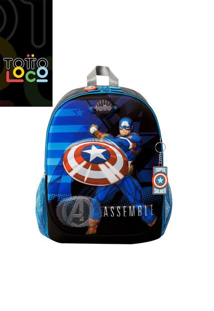 Morral Para Niño Avengers Capitán América Mediano Gris
