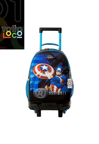 Morral Con Ruedas Niño Avengers Capitán América Mediano Gris Totto