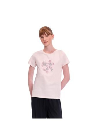 Camiseta Estampada Para Mujer Dusti Manga Corta Rosada Totto