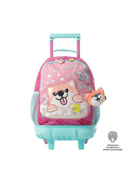 Morral Con Ruedas Niña Doggy Love Mediano Rosado