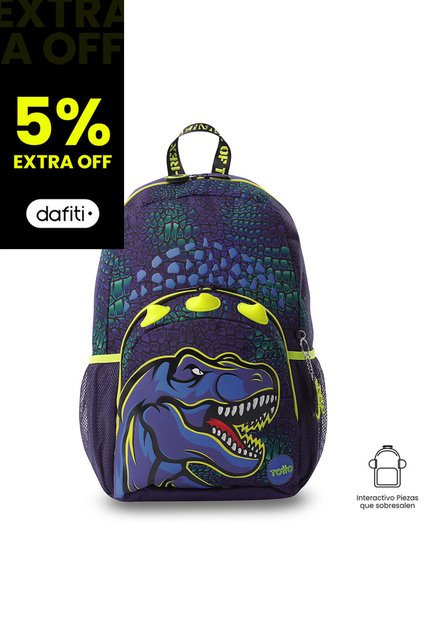 Morral Para Niño Dino Rock Grande Azula