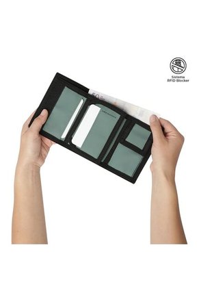 Billetera Contrast Chain Con RFID Blocker Negra/Verde