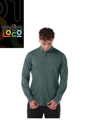 Camisa Manga Larga Pardo Para Hombre Verde Totto