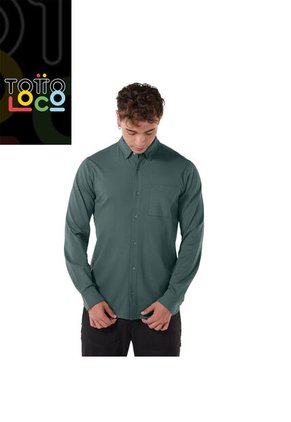 Camisa Manga Larga Pardo Para Hombre Verde
