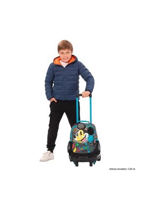 Morral Con Ruedas Para Niño Mickey Mediano Gris