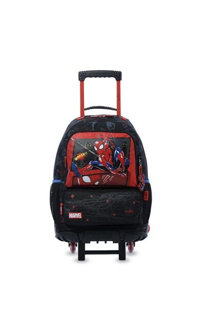 Maleta Para Niño Con Ruedas Spiderman Hero Grande Negro