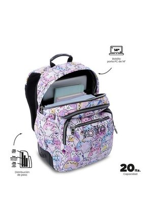 Morral Juvenil Porta PC 14" Rayol Glitter Con Gatos