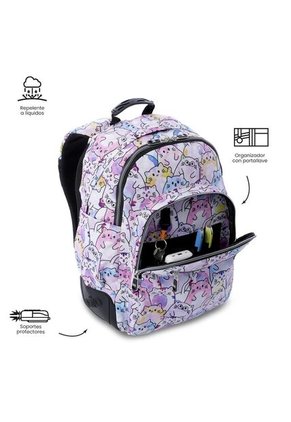 Morral Juvenil Porta PC 14" Rayol Glitter Con Gatos