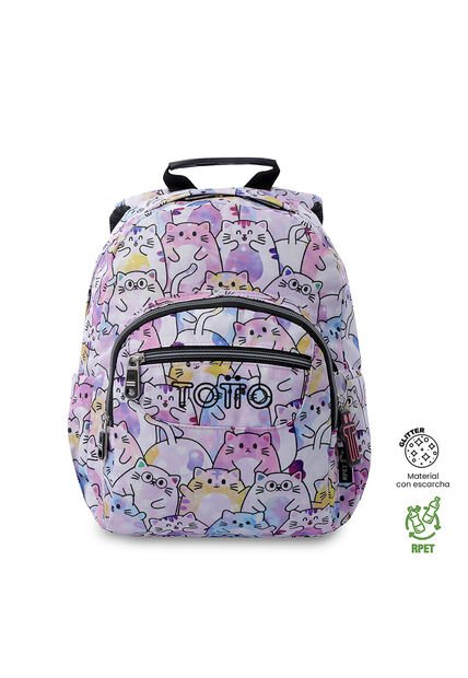 Morral Juvenil Tempera Glitter Pequeño Con Gatos