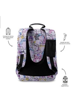 Morral Juvenil Porta PC 13" Gommas Glitter Con Gatos