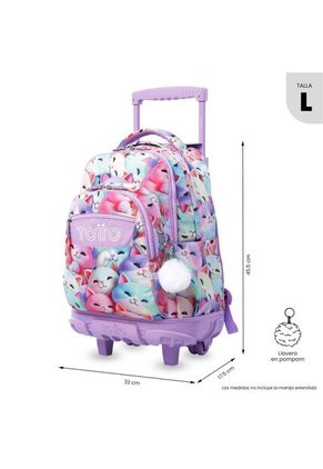 Morral Escolar Con Ruedas Para Niña Renglón Grande Con Gatos