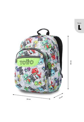 Morral Juvenil Porta PC 14" Acuarela Con Dinosaurios