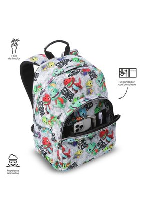 Morral Juvenil Porta PC 14" Acuarela Con Dinosaurios