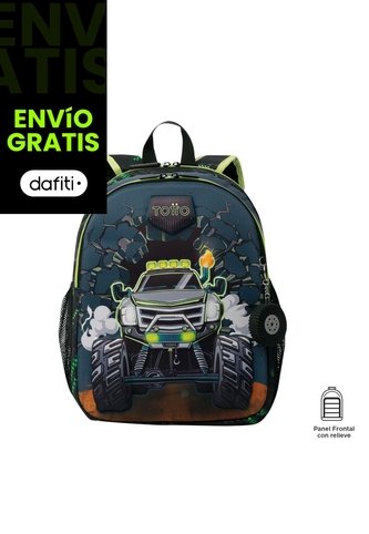 Morral Para Niño Monster Race Mediano Negro Totto